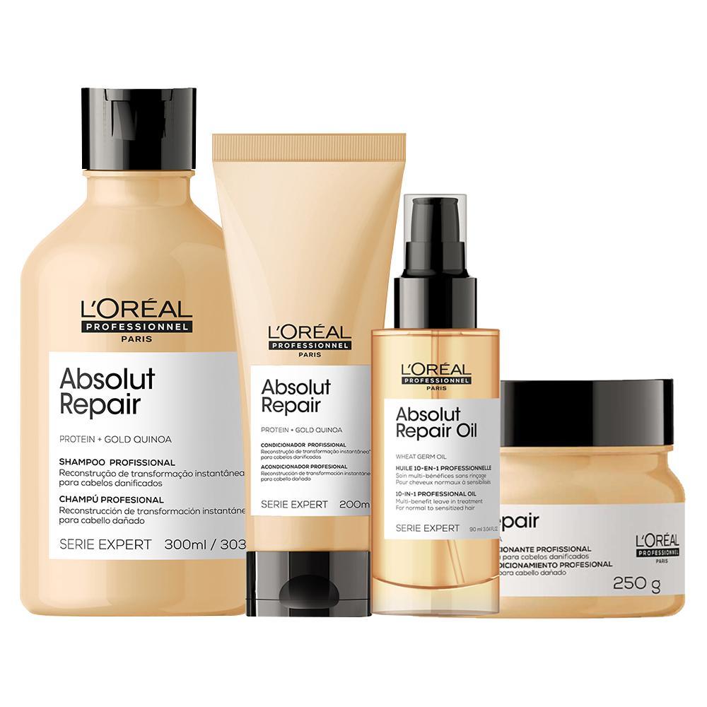 Kit L'Oréal Professionnel Serie Expert Absolut Repair Gold Quinoa - Shampoo e Condicionador e Máscara e Óleo - 1