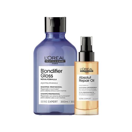 Kit L'Oréal Professionnel Serie Expert Blondifier Gloss - Shampoo e Óleo