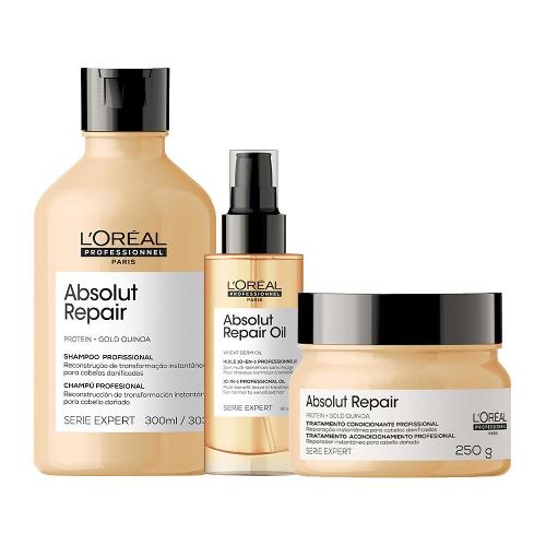 Kit L'Oréal Professionnel Serie Expert Absolut Repair Gold Quinoa Sh- Shampoo e Máscara e Óleo