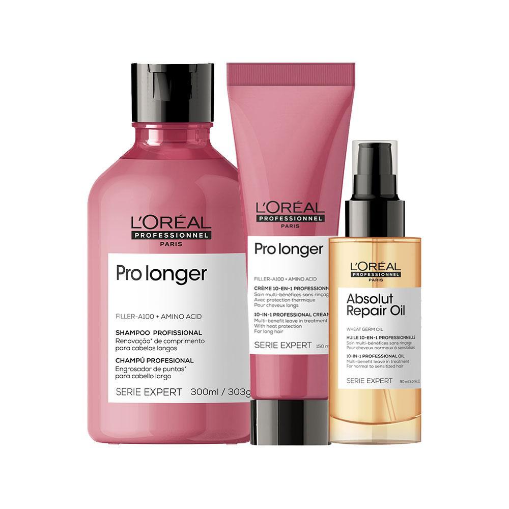 Kit L'Oréal Professionnel Serie Expert Pro Longer - Shampoo e Leave-in e Óleo - 1