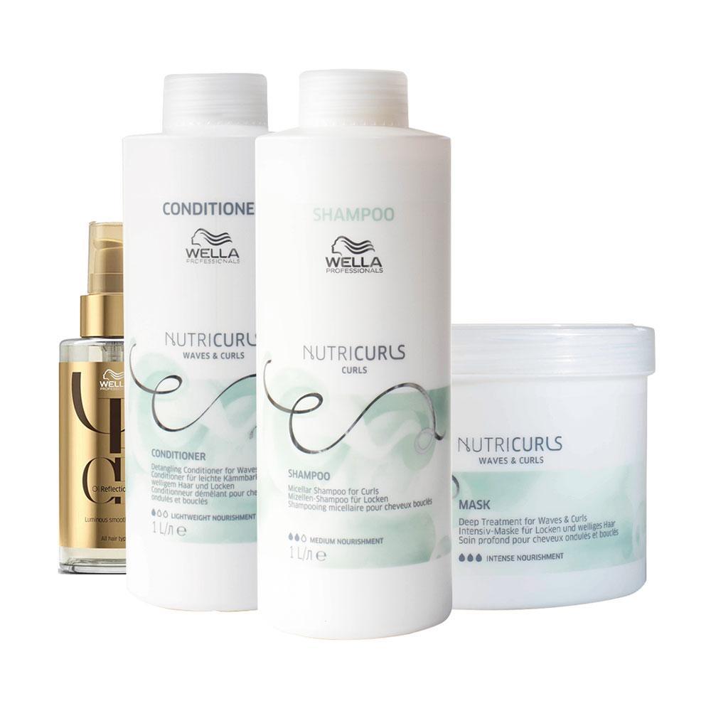 Kit Wella Professionals Nutricurls Profissional - Shampoo e Condicionador e Máscara e Óleo - 1