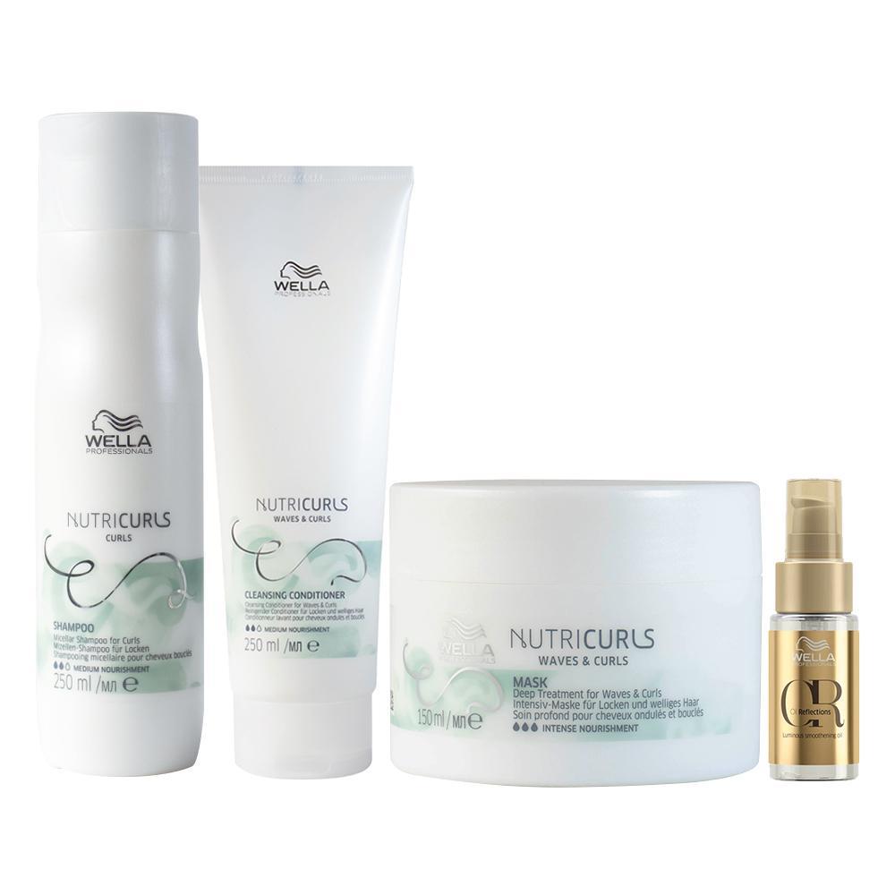 Kit Wella Professionals Nutricurls - Shampoo e Condicionador Co-Wash e Máscara e Óleo - 1