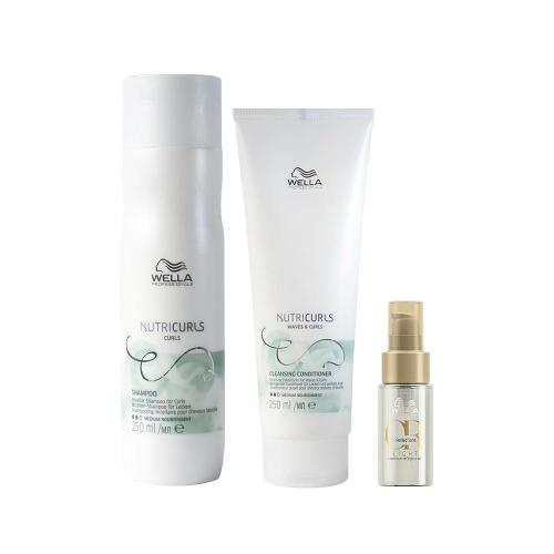 Kit Wella Professionals Nutricurls - Shampoo e Condicionador e Óleo Light