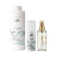 Kit Wella Professionals Nutricurls Profissional - Shampoo e Leave-in e Óleo Light - 1