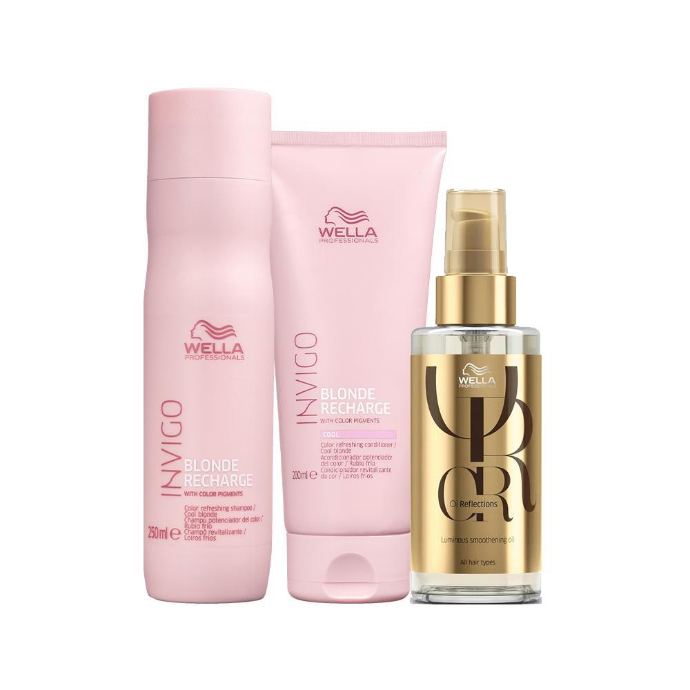 Kit Wella Invigo Blonde Recharge - Shampoo e Condicionador e Óleo - 1
