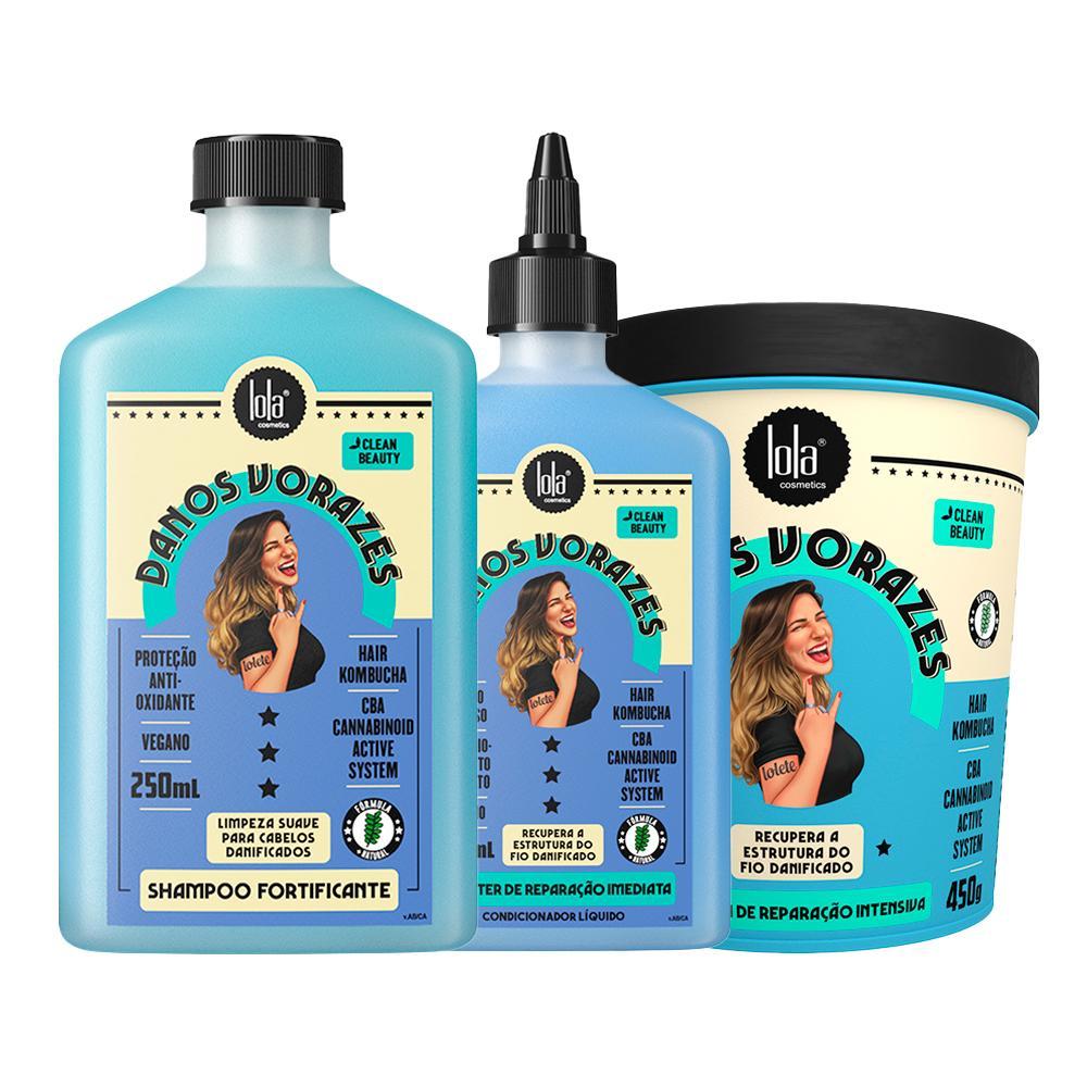 Kit Lola Cosmetics Reconstrução Danos Vorazes - Shampoo e Máscara de Reconstrução e Booster 250 ml - 1