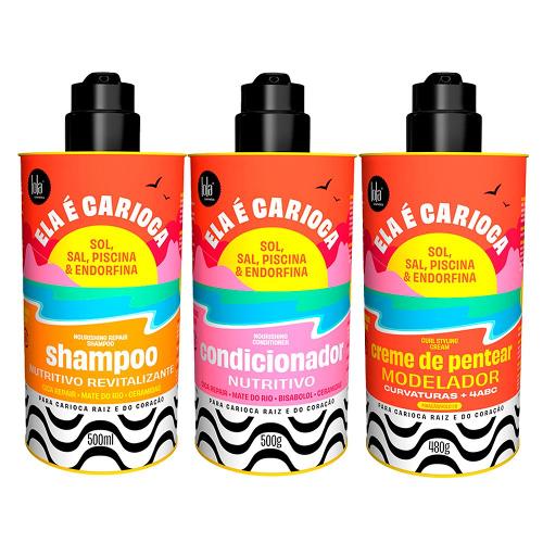 Kit Lola Ela é Carioca - Shampoo e Condicionador e Creme De Pentear Lola Cosmectics 4abc