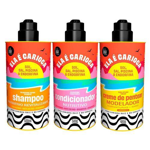 Kit Lola Ela é Carioca - Shampoo e Condicionador e Creme De Pentear 3abc
