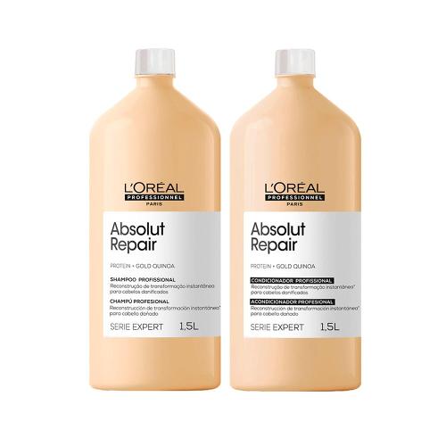 Kit L'Oréal Professionnel Serie Expert Absolut Repair Gold Quinoa – Shampoo e Condicionador 1500 ml