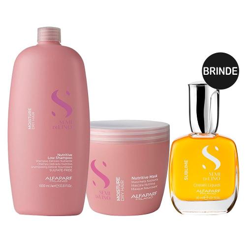 Kit Alfaparf Milano Professional Semi Di Lino Moisture -Shampoo e Máscara e Ganhe Óleo Capilar 30ml