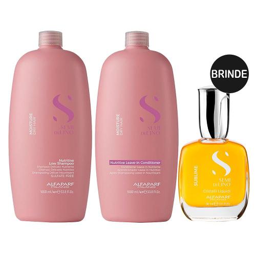 Kit Alfaparf Milano Professional Semi Di Lino Moisture Profissional - Shampoo e Condicionador e Ganhe Óleo Capilar 30ml