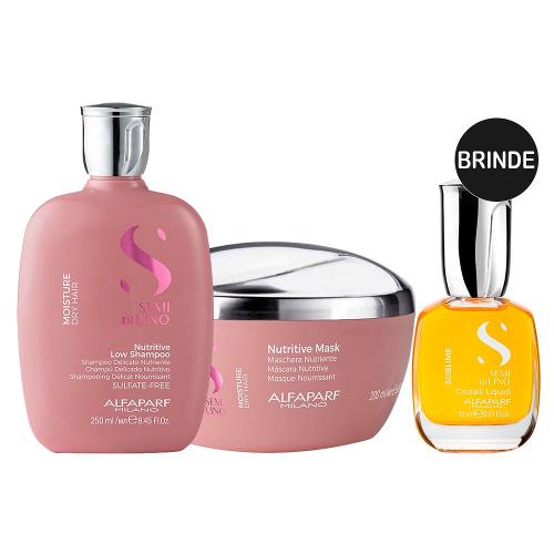 Kit Alfaparf Milano Professional Semi Di Lino Moisture - Shampoo e Máscara e Ganhe Óleo Capilar 15ml
