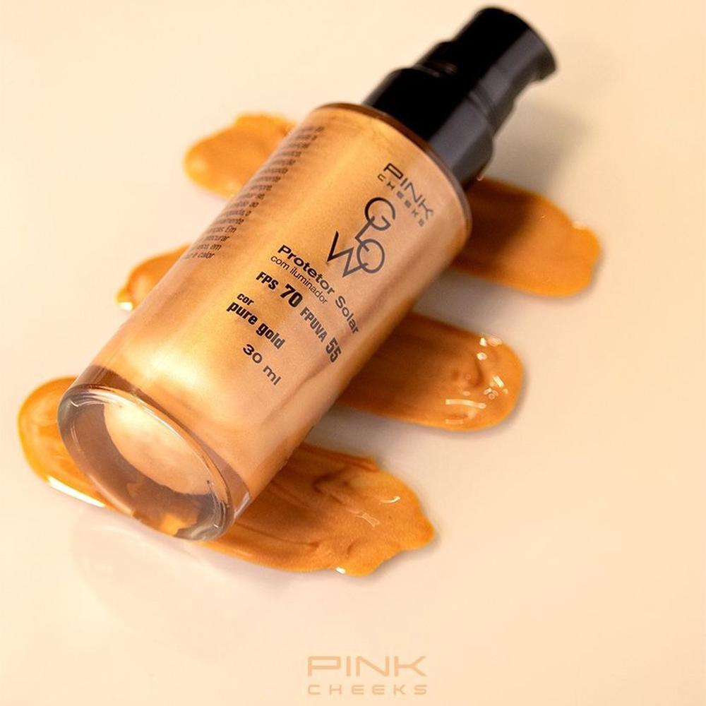 Pink Cheeks Glow FPS 70 FPUVA 55 Pure Gold Protetor Solar Facial com Iluminador 30ml - 2