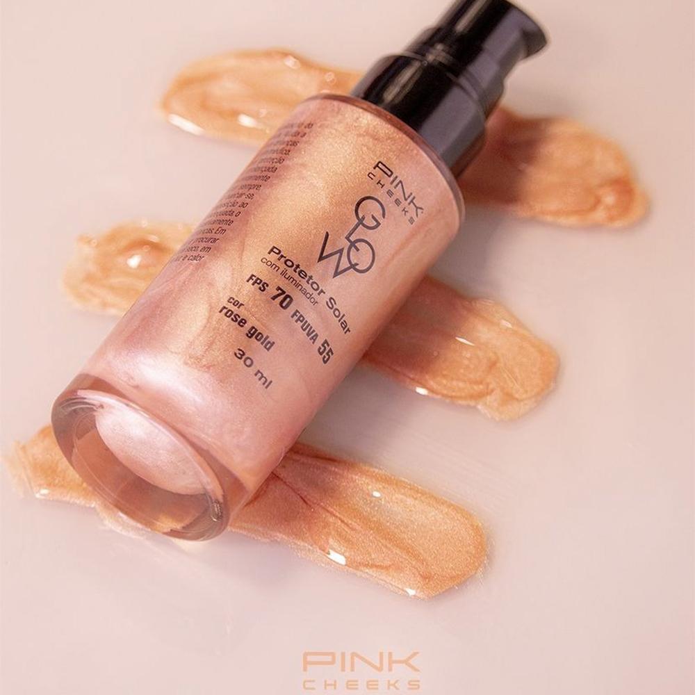 Pink Cheeks Glow FPS 70 FPUVA 55 Rose Gold Protetor Solar Facial com Iluminador 30ml - 2