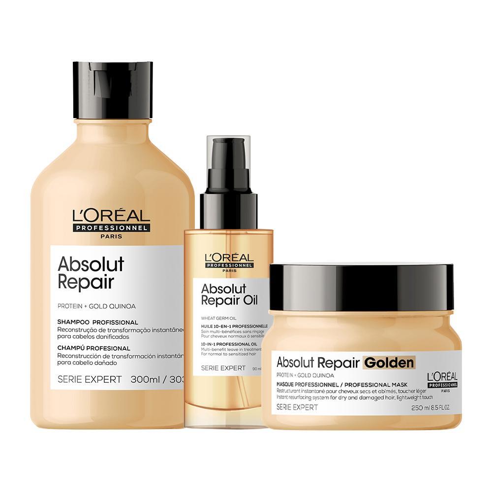Kit L'Oréal Professionnel Serie Expert Absolut Repair Gold Quinoa - Shampoo e Máscara Golden e Óleo - 1