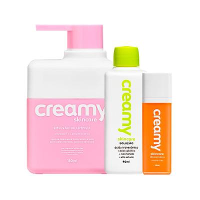 Kit Facial Creamy - Ácido Tranexamico 90ml + Emulsão De Limpeza 180ml + Sérum Facial Vitamina C 30ml
