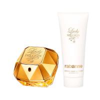 KIT COFFRET RABANNE LADY MILLION EDP PERF FEM 80ML + CREME 100ML - CX DOURADA E PRATA - 2