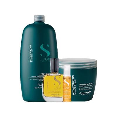 Kit Alfaparf Milano Professional Semi di Lino Reconstruction - Shampoo e Máscara e Óleo e Ampola