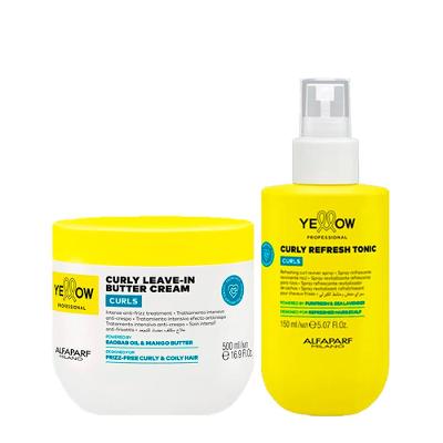 Kit Yellow Professional Curls Leave-In 500ml + Spray Revitalizador 150ml