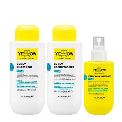 Kit Yellow Professional Curls Shampoo 500ml + Condicionador 500ml + Spray Revitalizador 150ml