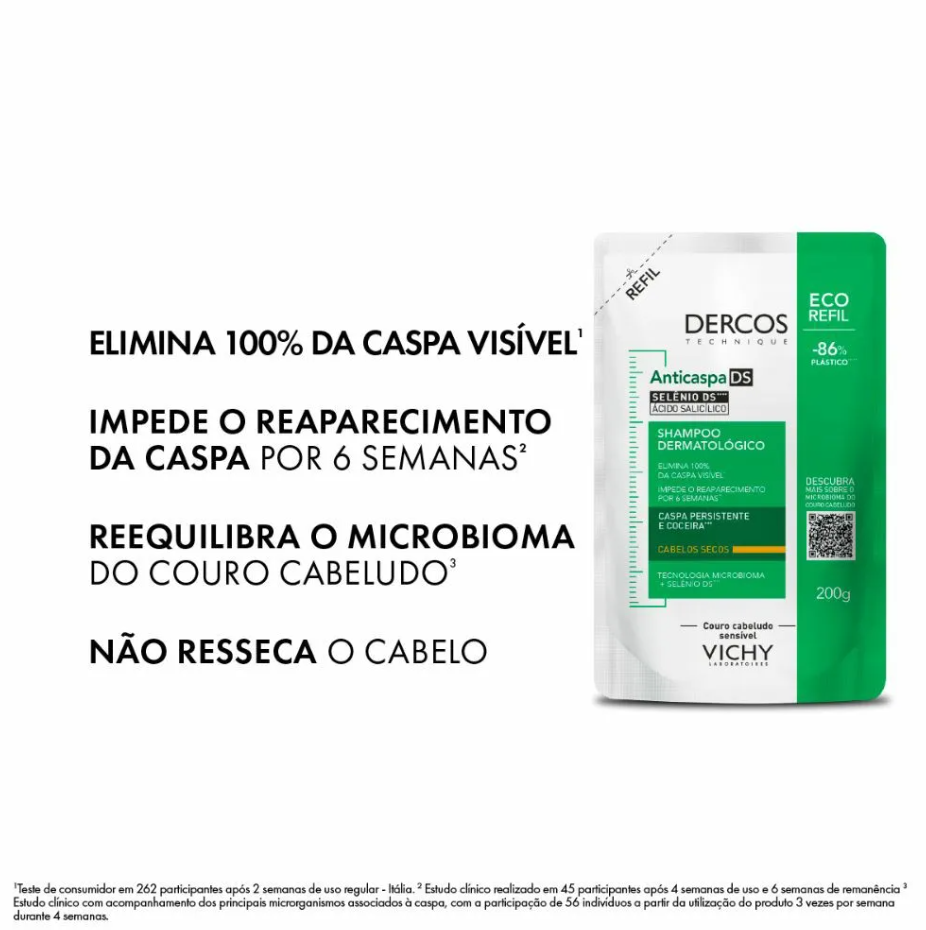 Shampoo Vichy Dercos Anticaspa DS Intensivo Cabelos Secos Refil 200g - 4