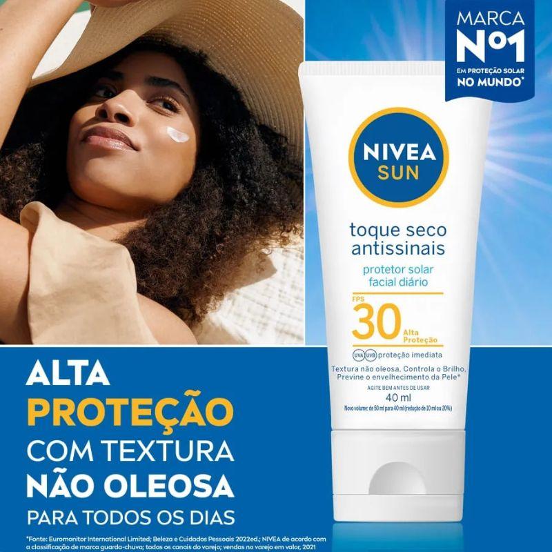 Protetor Solar Facial Nivea Sun Toque Seco Antissinais FPS30 40ml - 3