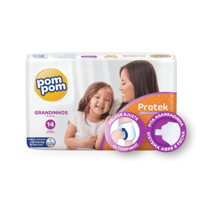 Fralda Pom Pom Protek Proteção De Mãe Tamanho Grandinhos 14 Unidades - 2