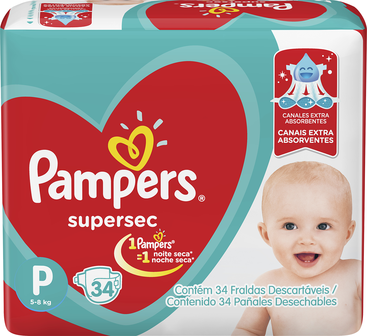 FRALDA PAMPERS SUPERSEC P COM 34 UNIDADES - 2