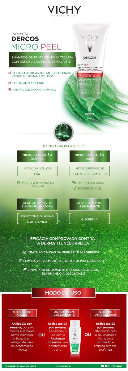 SHAMPOO ESFOLIANTE ANTICASPA COM ÁCIDO SALICÍLICO VICHY DERCOS MICROPEEL 150ml - 9