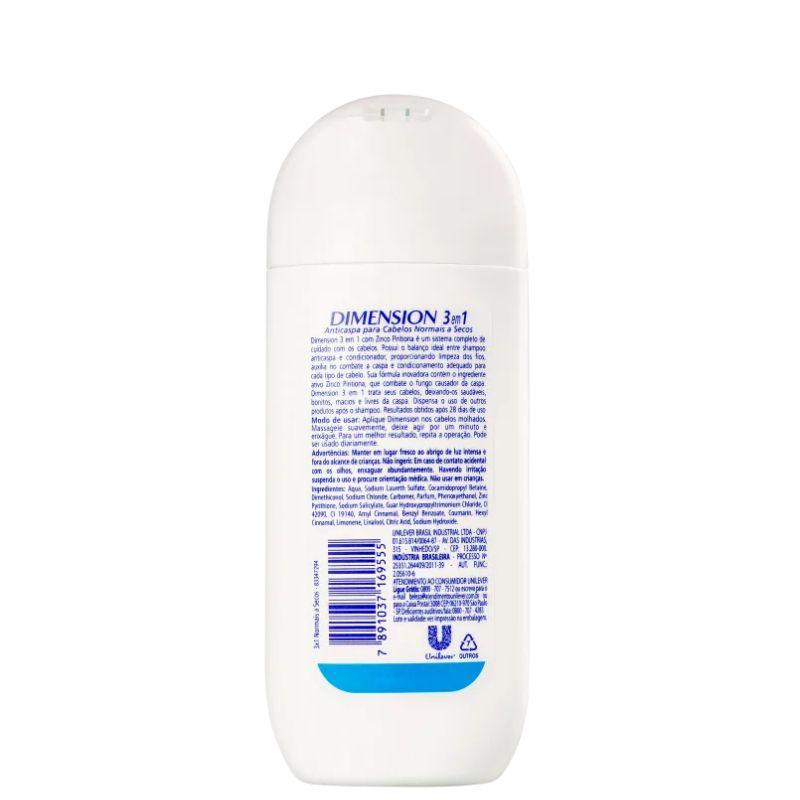 SHAMPOO DIMENSION ANTICASPA 3 EM 1 CABELOS SECOS 200ML - 3