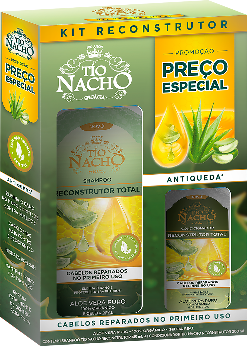 KIT TIO NACHO RECONSTRUÇÃO TOTAL ALOE VERA SHAMPOO +CONDICIONADOR - 1