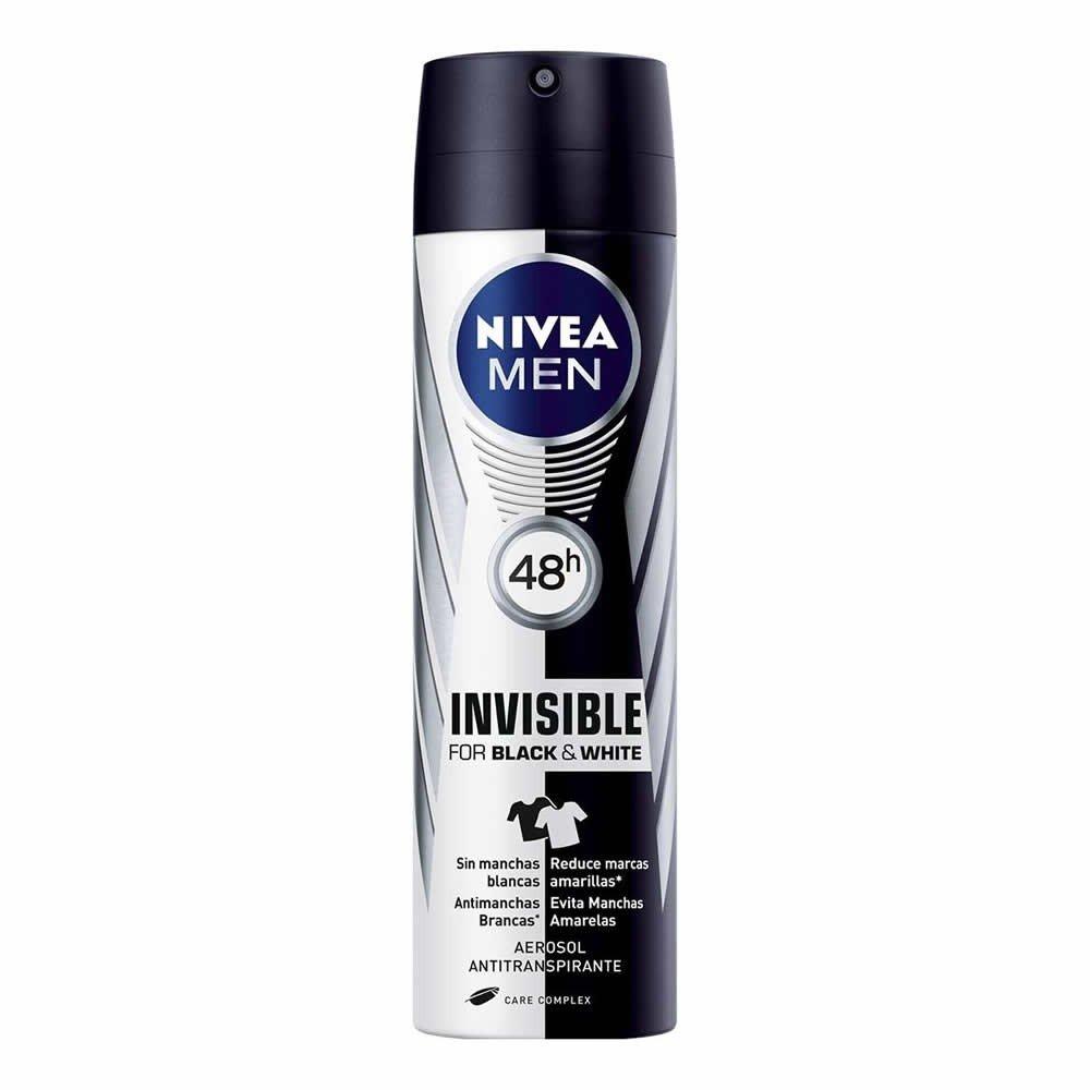 DESODORANTE ANTITRANSPIRANTE AEROSOL NIVEA MEN BLACK&WHITE INVISIBLE MASCULINO 150ML - 1