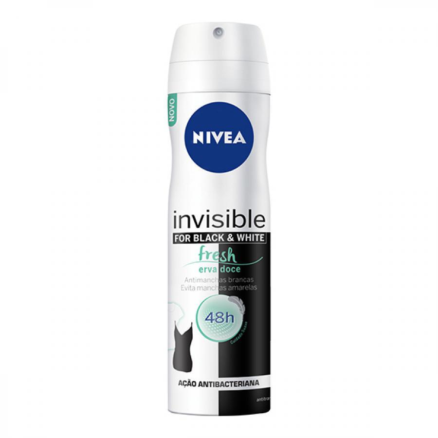DESODORANTE AEROSOL NIVEA INVISIBLE FOR BLACK E WHITE FRESH ERVA DOCE 150ML - 1