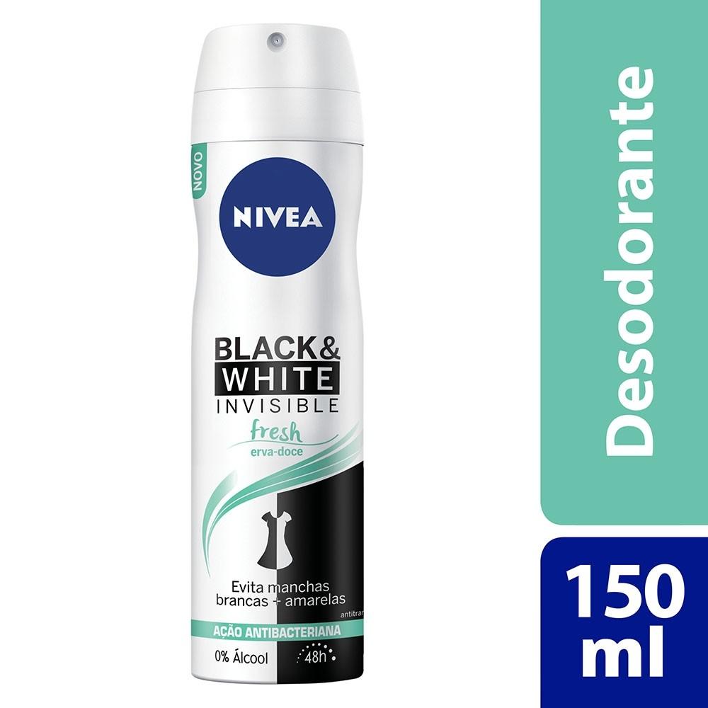 DESODORANTE AEROSOL NIVEA INVISIBLE FOR BLACK E WHITE FRESH ERVA DOCE 150ML - 2