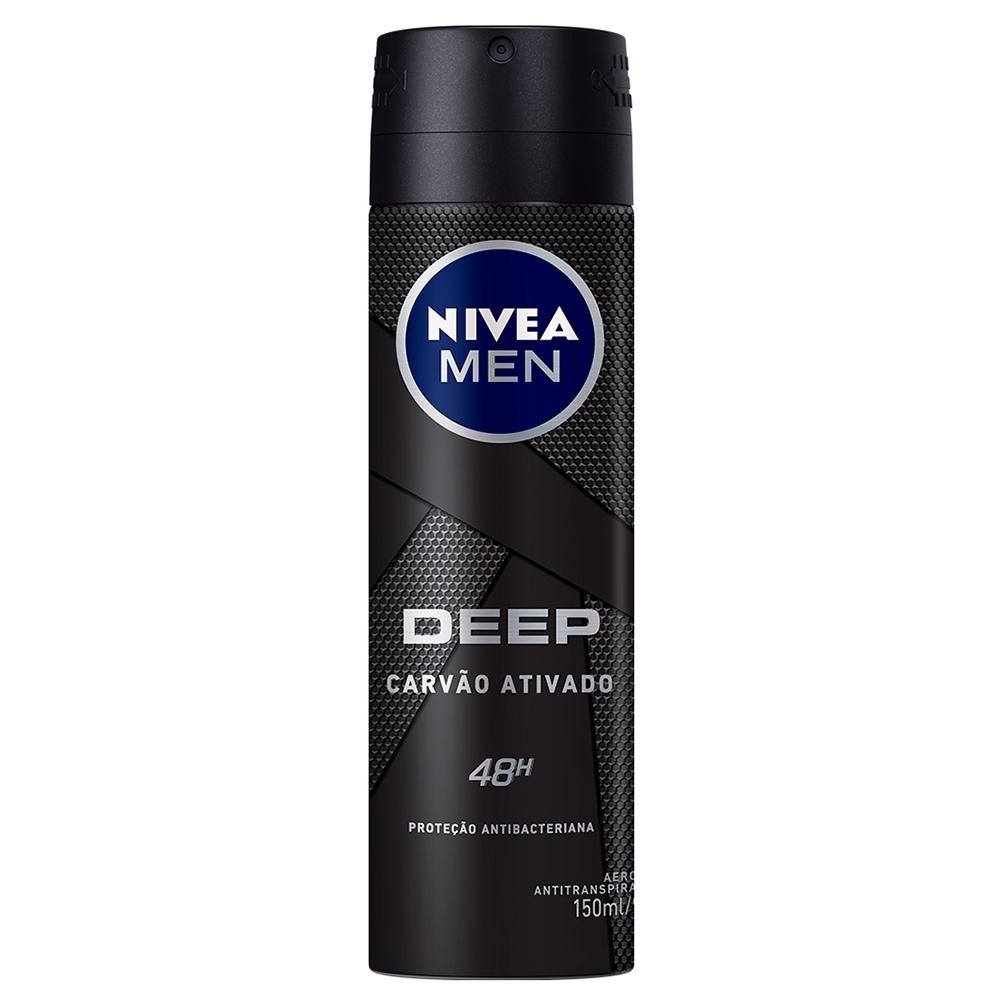 DESODORANTE AEROSOL ANTITRANSPIRANTE NIVEA MEN DEEP ORIGINAL CARVÃO ATIVADO 150ML - 1