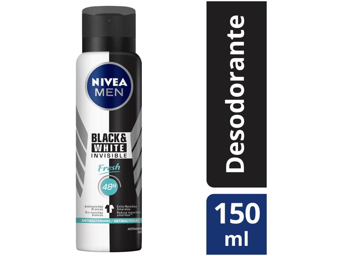 DESODORANTE ANTITRANSPIRANTE AEROSOL NIVEA MEN BLACK&WHITE INVISIBLE FRESH 150ML - 1