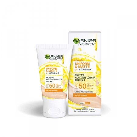 Protetor Hidratante Facial Garnier Uniform & Matte Vitamina C FPS 50 – Clara - 1