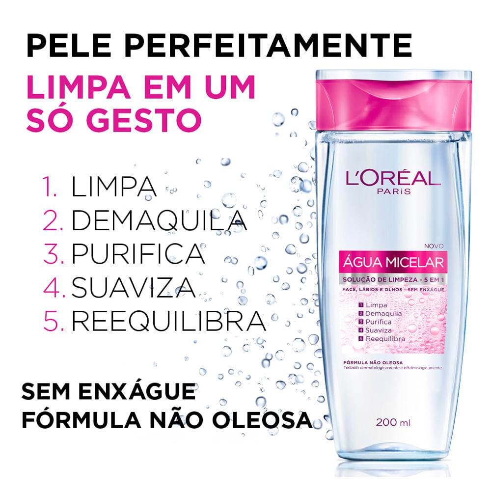 SOLUÇÃO DE LIMPEZA FACIAL 5 EM 1 L'ORÉAL PARIS - ÁGUA MICELAR 200ML - 2