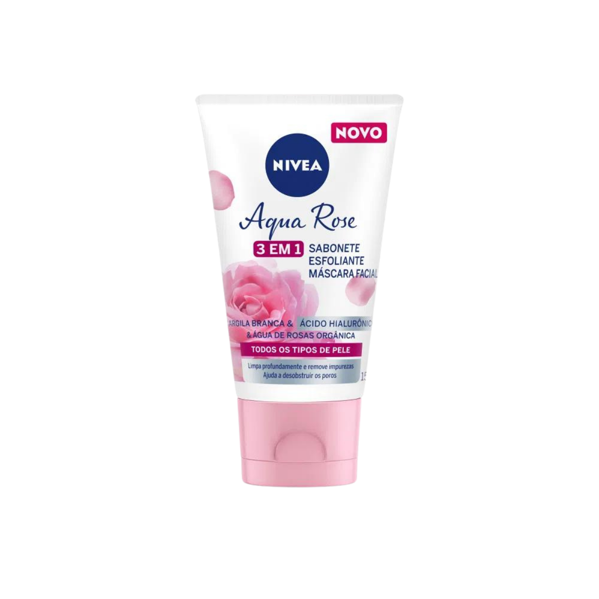 SABONETE ESFOLIANTE E MÁSCARA FACIAL NIVEA AQUA ROSE 3 EM 1 COM 150ML - 1