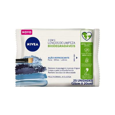 NIVEA 3 em 1 Ação Refrescante Lenço Demaquilante 25 Unidades
