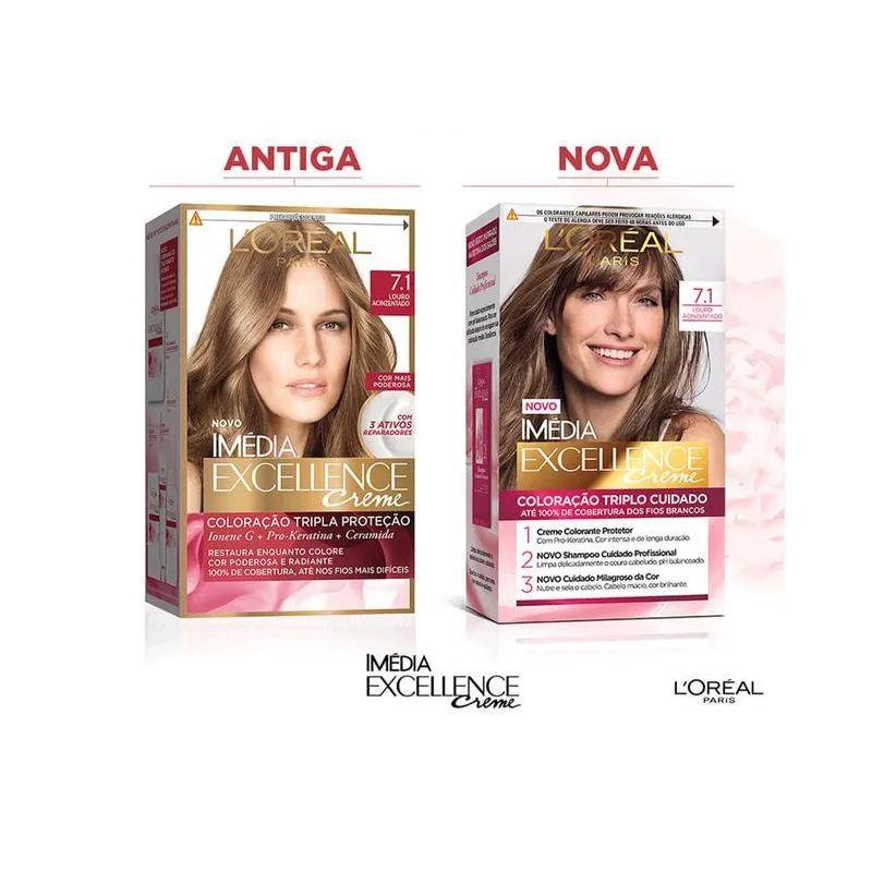 TINTURA IMÉDIA EXCELLENCE CREME L`ORÉAL PARIS - COR 7.1 LOURO ACINZENTADO - 2