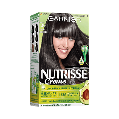 TINTURA GARNIER PERMANENTE NUTRISSE 30 CASTANHO ESCURO GRAFITE