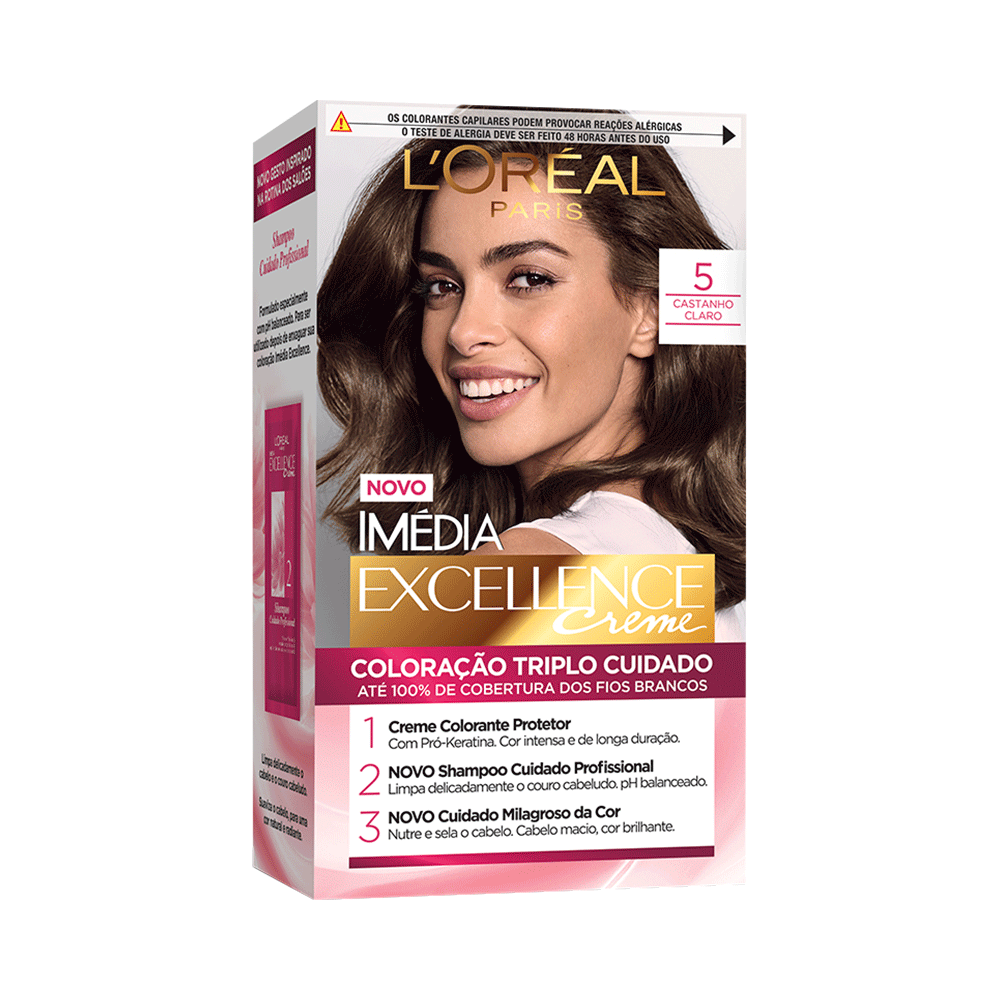 TINTURA PERMANENTE IMÉDIA EXCELLENCE CREME 5 CASTANHO CLARO 1 UNIDADE - 1