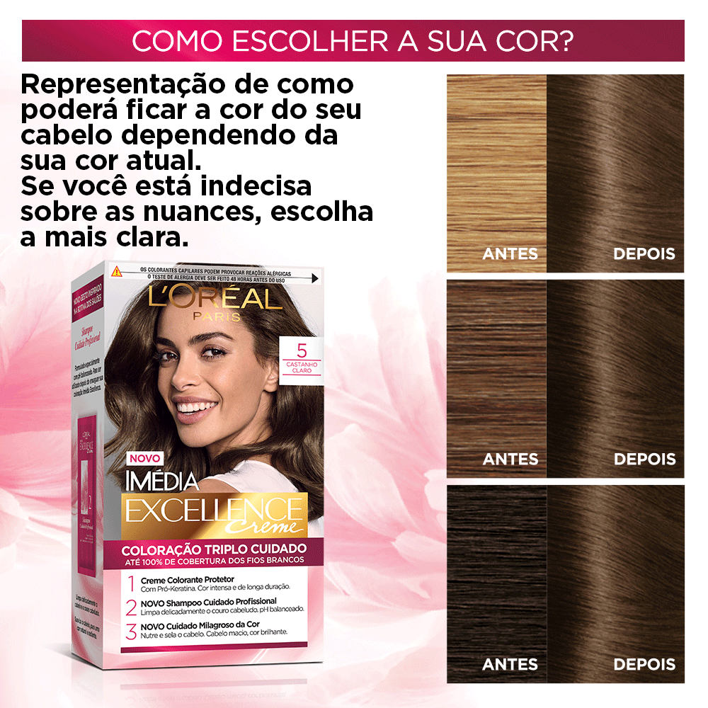 TINTURA PERMANENTE IMÉDIA EXCELLENCE CREME 5 CASTANHO CLARO 1 UNIDADE - 2