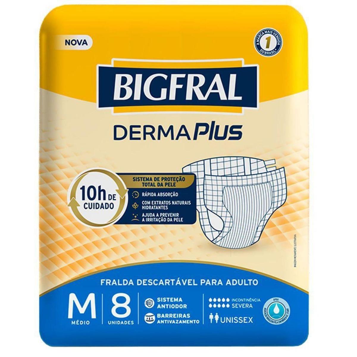 FRALDA DESCARTÁVEL PARA ADULTO BIGFRAL DERMA PLUS M - 8 UNIDADES - 2