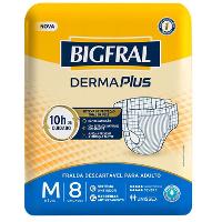 FRALDA DESCARTÁVEL PARA ADULTO BIGFRAL DERMA PLUS M - 8 UNIDADES - 1