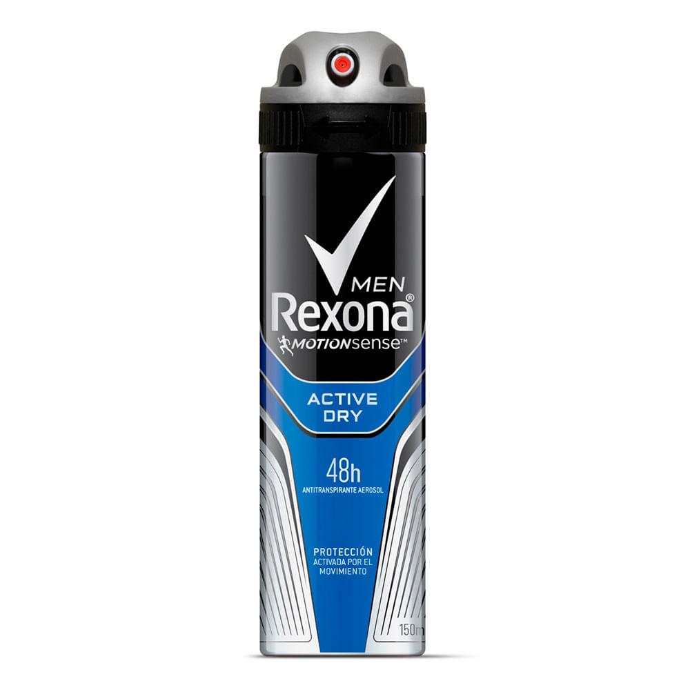 DESODORANTE ANTITRANSPIRANTE AEROSOL REXONA MEN ACTIVE DRY MASCULINO 150ML - 1