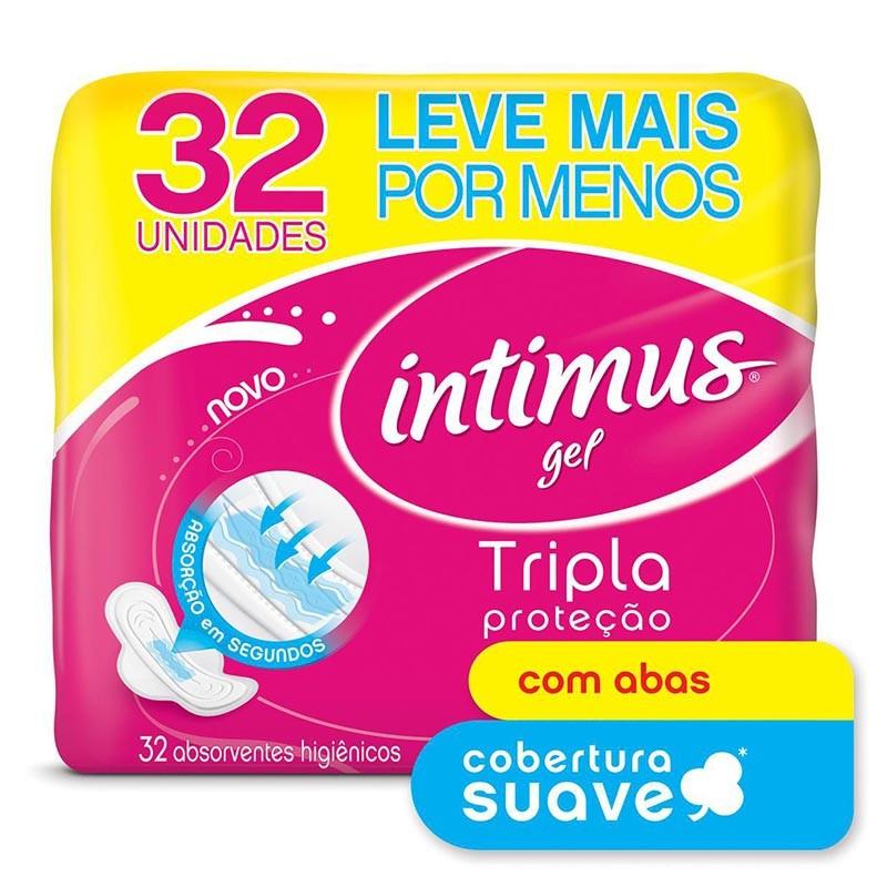 ABSORVENTE INTIMUS TRIPLA PROTEÇÃO COBERTURA EXTRA SUAVE COM ABAS 32 UNIDADES - LEVE MAIS PAGUE MENOS - 1
