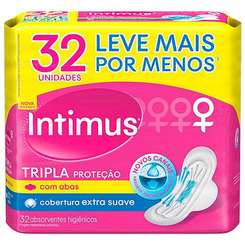 ABSORVENTE INTIMUS TRIPLA PROTEÇÃO COBERTURA EXTRA SUAVE COM ABAS 32 UNIDADES - LEVE MAIS PAGUE MENOS - 2