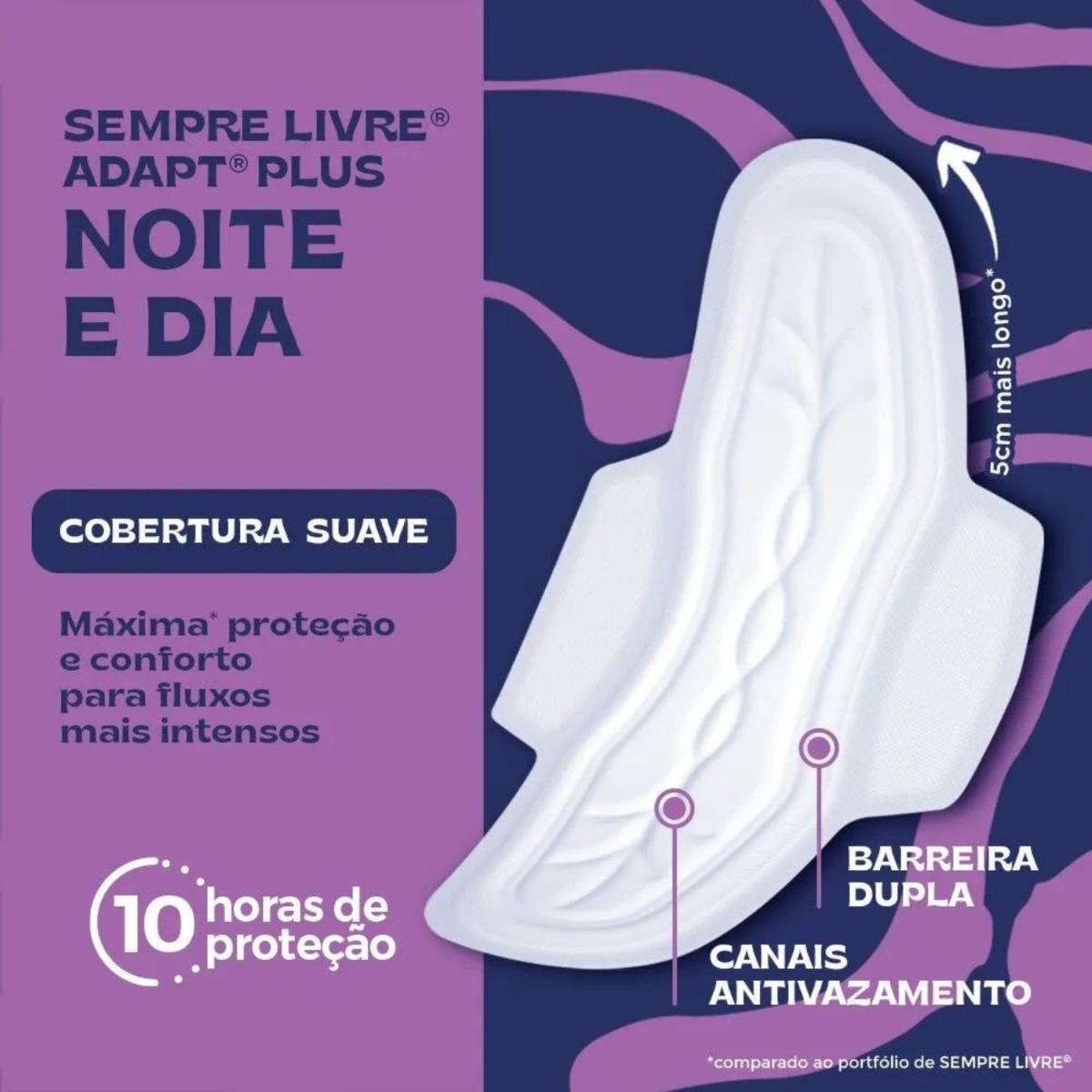 Absorvente Sempre Livre Adapt Plus Noite E Dia Suave Com Abas E 32 Unidades - 2